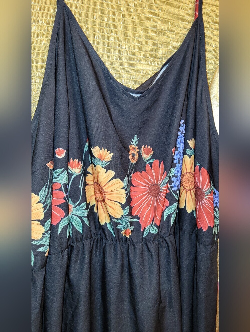 Shein Black Floral Tiered Maxi Dress 4X